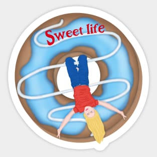 Sweet life. Cheerful life and sweet donut Sticker